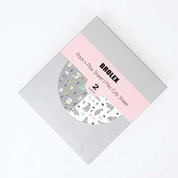 Pack n Play Sheets, BROLEX 2 Pack Mini Crib Sheets,Stretchy Portable Fitted Playard Sheet Set, Conve...