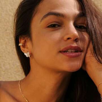 VACRONA Cubic Zirconia Huggie Earrings 14k Gold Plated Tiny Earrings Small Huggie Hoop Earrings Simp...