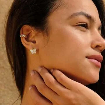 VACRONA Cubic Zirconia Huggie Earrings 14k Gold Plated Tiny Earrings Small Huggie Hoop Earrings Simple Lightweight Hoops Gift for Women