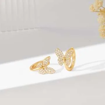 VACRONA Cubic Zirconia Huggie Earrings 14k Gold Plated Tiny Earrings Small Huggie Hoop Earrings Simple Lightweight Hoops Gift for Women