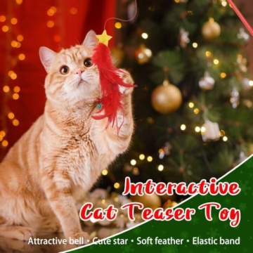 BINTPET Christmas Cat Wand Toy Set for Active Felines