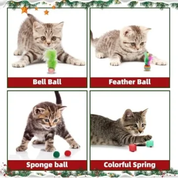 BINTPET Christmas Cat Wand Toy Set for Active Felines