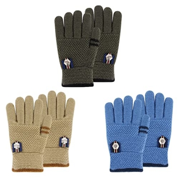 ORVINNER Kids Winter Gloves for Boys Girls, 3 Pairs Children Warm Wool Lined Gloves Toddler Thermal ...