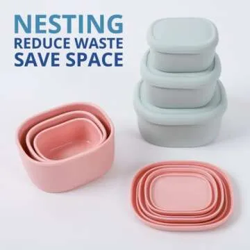BLUE GINKGO Nesting Silicone Containers Set | Eco-Friendly & Versatile