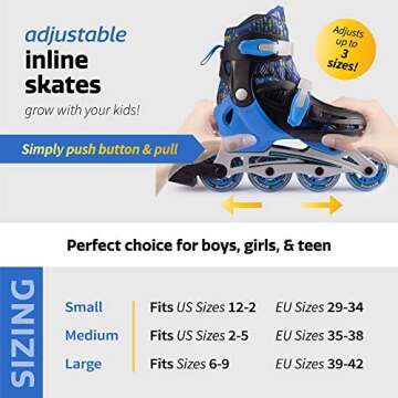 New-Bounce Adjustable Inline Skates for Girls and Boys - Kids & Teens Outdoor RollerSkates for Boys ...