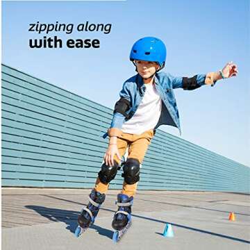 New-Bounce Adjustable Inline Skates for Girls and Boys - Kids & Teens Outdoor RollerSkates for Boys Ages 8-12 | Blue