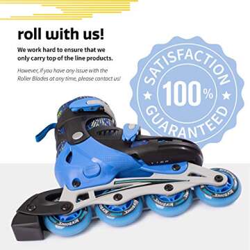 New-Bounce Adjustable Inline Skates for Girls and Boys - Kids & Teens Outdoor RollerSkates for Boys Ages 8-12 | Blue