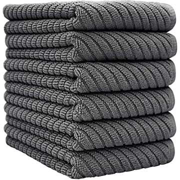 Premium, Highly Absorbent Kitchen Towels Set - 6 Pack in Grey