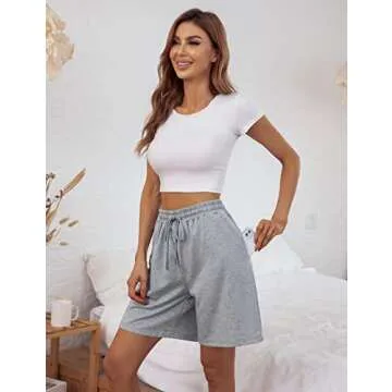 Quenteen Womens Sports Bermuda Shorts Casual Sleep Shorts for Juniors PJ Shorts Grey Medium
