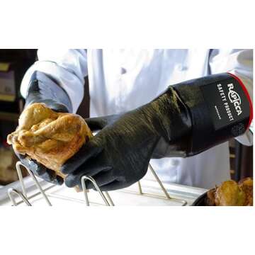 RAPICCA 700°F Heat Resistant BBQ Grill Gloves: Oil Resistant Waterproof for Smoking Grilling Cooking Barbecue Deep Frying Turkey Rotisserie Handling Hot Greacy Meat Stocking Stuffers - Long Sleeve