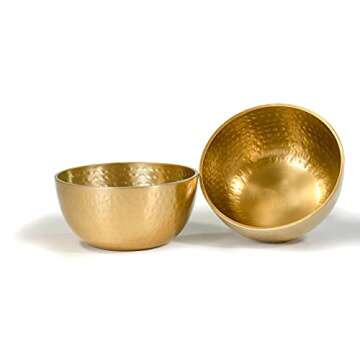 Red Co. 5” Luxurious Round Hammered Aluminum Decorative Bowl, Gold Finish