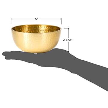 Red Co. 5” Luxurious Round Hammered Aluminum Decorative Bowl, Gold Finish