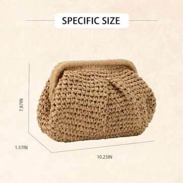 GOKTOW Straw Dumpling Clutch Purse,Summer Vacation Beach Crossbody Bag for Women,Raffia Wicker Ratta...