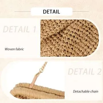 GOKTOW Straw Dumpling Clutch Purse,Summer Vacation Beach Crossbody Bag for Women,Raffia Wicker Rattan Woven Clutch