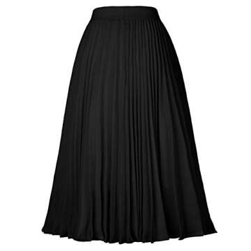 GRACE KARIN Women's Elegant High Waist Flared Pleated Swing Long Chiffon Skirt Black S