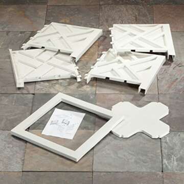 Miles Kimball 329156 Chippendale Planter Box, Plant Holder for Patio and Lawn, 14 ¾” sq. x 13 ¼ H Overall, White