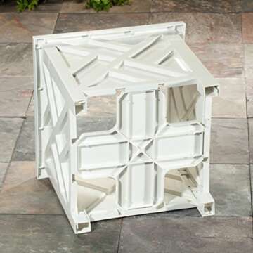 Miles Kimball 329156 Chippendale Planter Box, Plant Holder for Patio and Lawn, 14 ¾” sq. x 13 ¼ H Overall, White