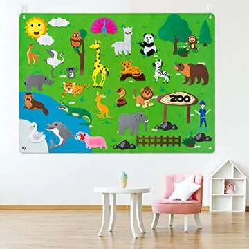 WATINC Zoo Animal Felt Story Board Set for Kids