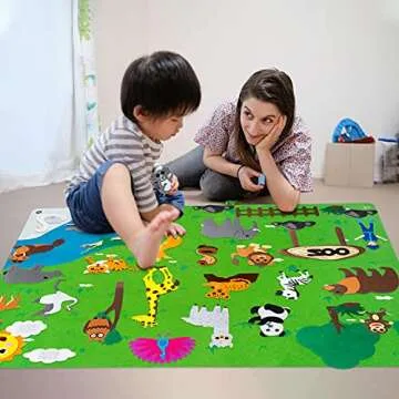 WATINC Zoo Animal Felt Story Board Set for Kids