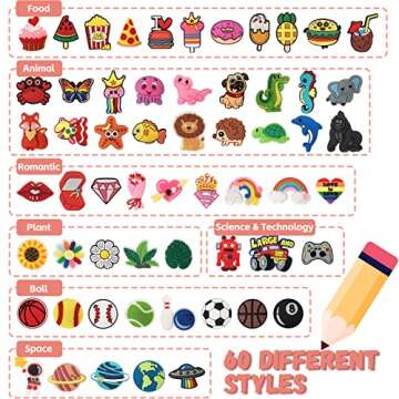 Zddaoole 60 Pcs Cute Pencil Topper Decoration for School Prize and Classroom Rewards