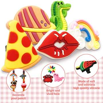 60 Pcs Cute Pencil Topper Decoration for Kids
