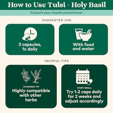Organic India Tulsi Holy Basil Capsules - Holy Basil Extract - Holy Basil Leaf Supplement, Herbal Supplement, Immune Support, Stress Relief, Vegan, Gluten-Free, Kosher, Organic, Non-GMO - 180 Capsules