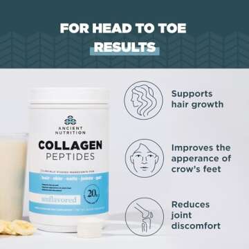 Ancient Nutrition Collagen Peptides, Collagen Peptides Powder, Unflavored Hydrolyzed Collagen, Supports Healthy Skin, Joints, Gut, Keto and Paleo Friendly, 38 Servings, 20g Collagen per Serving