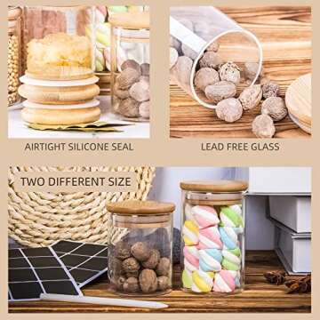YANGNAY 20 Pack Glass Jars with Bamboo Lids for Storage