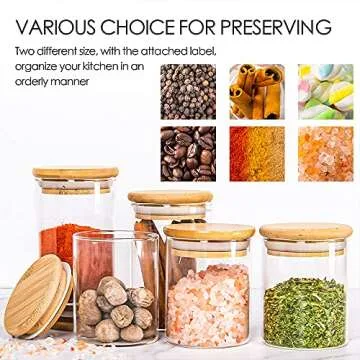 YANGNAY 20 Pack Glass Jars with Bamboo Lids for Storage