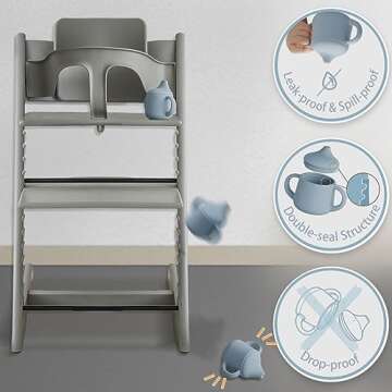 Moonkie Silicone Baby Sippy Cups | 3 Stages Training Cup Straw Cup for Infants Toddlers and Kid | 4 oz 1Pack