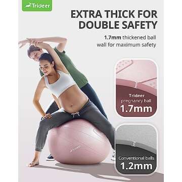 Trideer Pregnancy Ball Birthing Ball, 1.7mm Extra Thick Yoga Ball for Maternity, Labor Birth, Exercise, Physio, Recovery Guide & Baby Memory Book Included, 440LB Anti-Burst & Non-Slip Stability Ball
