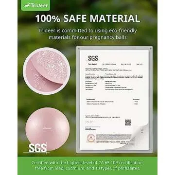 Trideer Pregnancy Ball Birthing Ball, 1.7mm Extra Thick Yoga Ball for Maternity, Labor Birth, Exercise, Physio, Recovery Guide & Baby Memory Book Included, 440LB Anti-Burst & Non-Slip Stability Ball