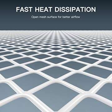 HUANUO Monitor Stand Riser with Drawer - Mesh Metal Desk Organizer PC, Laptop, Notebook, Printer Holder with Pull Out Storage Drawer (White)