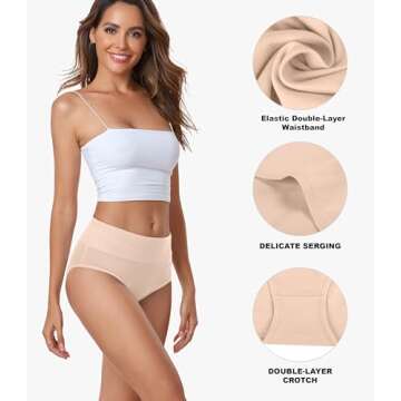 coskefy Womens High Rise Cotton Underwear – 5 Pack Comfort