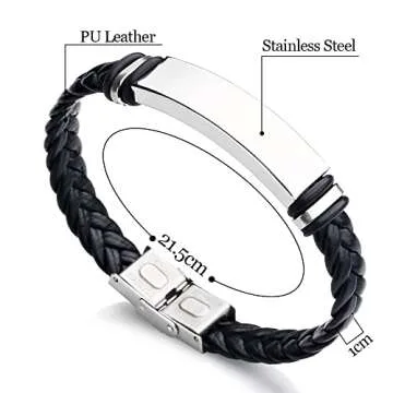 EDSG Valentines Day Gifts for Him Personalized Mens Bracelet Custom Engraved Bracelets for Men Personalized Gifts for Men Boyfriend Husband Dad Birthday Wedding Anniversary(Design 1)