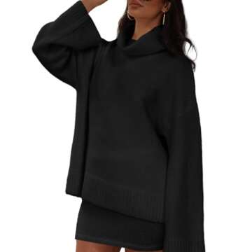 Langwyqu Women's Turtleneck Sweater Set for Fall