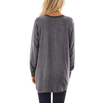 GADEWAKE Women's Casual Color Block Long Sleeve Tops