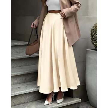 BTFBM Womens High Waist Satin Skirts Summer Fall Outfits 2025 Elegant Flowy A-Line Party Cocktail Ma...