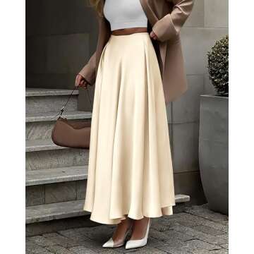 BTFBM Womens High Waist Satin Skirts Summer Fall Outfits 2025 Elegant Flowy A-Line Party Cocktail Maxi Skirt