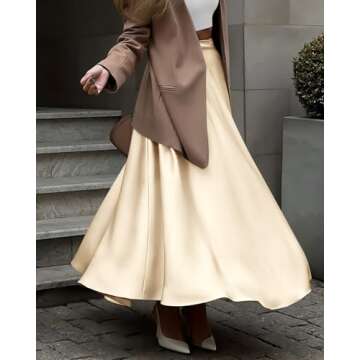 BTFBM Womens High Waist Satin Skirts Summer Fall Outfits 2025 Elegant Flowy A-Line Party Cocktail Maxi Skirt
