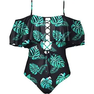 Tempt Me Women Black Green Sexy One Piece Bathing Suit