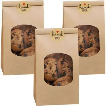 Eupako 50 PCS Bakery Bags with Window for Cookies