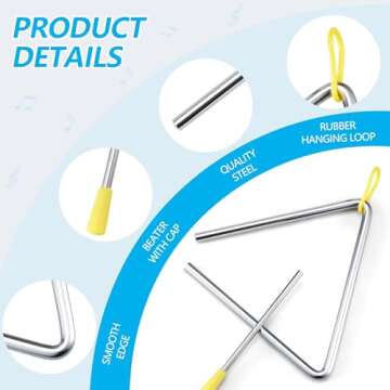 TIPTAP 6IN Steel Triangle with Striker for Music Education
