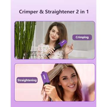 DSHOW Hair Crimper for Women with 4 Interchangeable Plates, Crimper Hair Iron Volumizing Flufft Hairstyle Crimping Iron for Hair with 5 Heat Settings & 60 Min Auto Off
