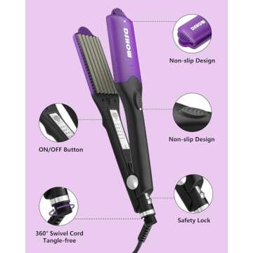 DSHOW Hair Crimper for Women with 4 Interchangeable Plates, Crimper Hair Iron Volumizing Flufft Hairstyle Crimping Iron for Hair with 5 Heat Settings & 60 Min Auto Off