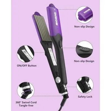 DSHOW Hair Crimper for Women with 4 Interchangeable Plates, Crimper Hair Iron Volumizing Flufft Hairstyle Crimping Iron for Hair with 5 Heat Settings & 60 Min Auto Off