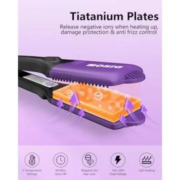 DSHOW Hair Crimper for Women with 4 Interchangeable Plates, Crimper Hair Iron Volumizing Flufft Hairstyle Crimping Iron for Hair with 5 Heat Settings & 60 Min Auto Off