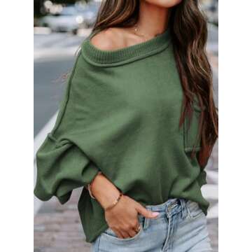 Dokotoo Sweaters for Women 2024 Trendy Ladies Sweaters Fall Winter Oversized Sweater Womens Fashion Womens Fall Fashion 2025 Fall Winter Clothes Outfits for Women Womens Tops Green