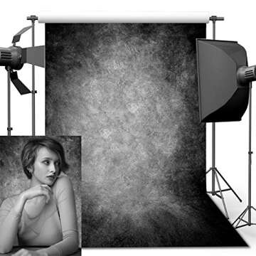 econious Photo Backdrop, 5x7ft Retro Art Black Grey Portrait Backdrop for Studio Props Photo Backdrop