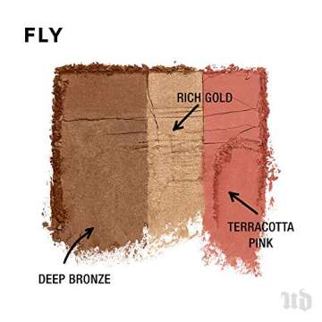 Urban Decay Stay Naked Threesome Palette for Face (Fly - Deep Bronze, Rich Gold, Terracotta Pink), 3-in-1 Bronzer Highlighter Blush, Natural Satin Finish, Sun-kissed All Over Glow - 0.31 oz